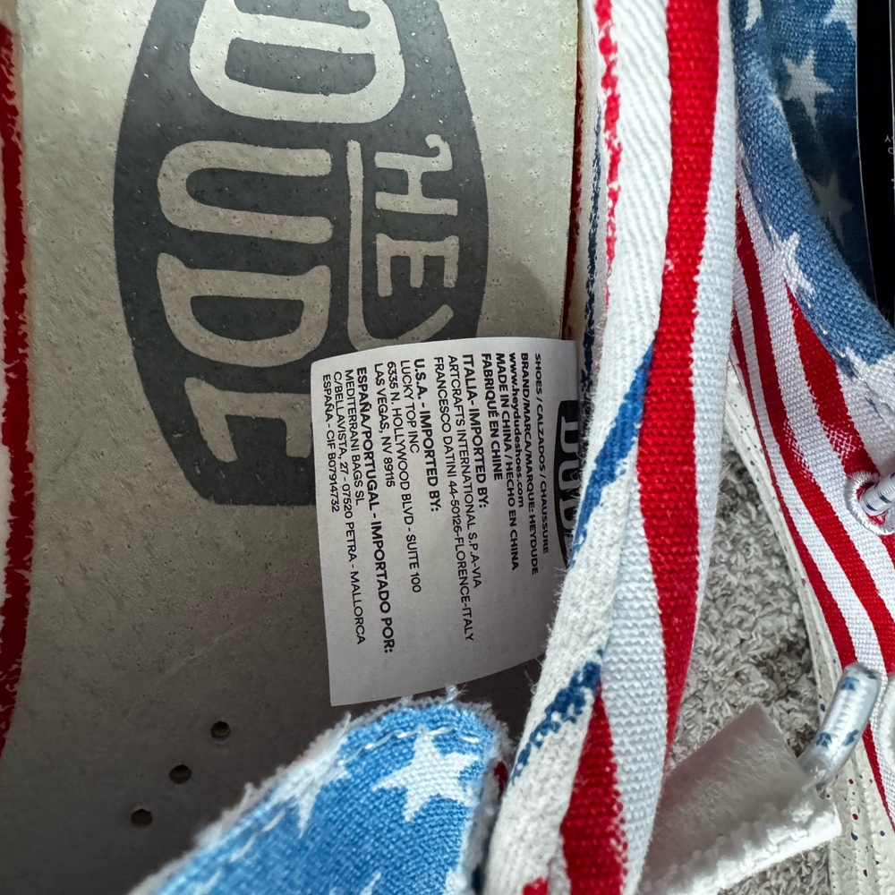 Hey Dude wally patriotic star and stripes Men 9 NWT - Picture 7 of 8